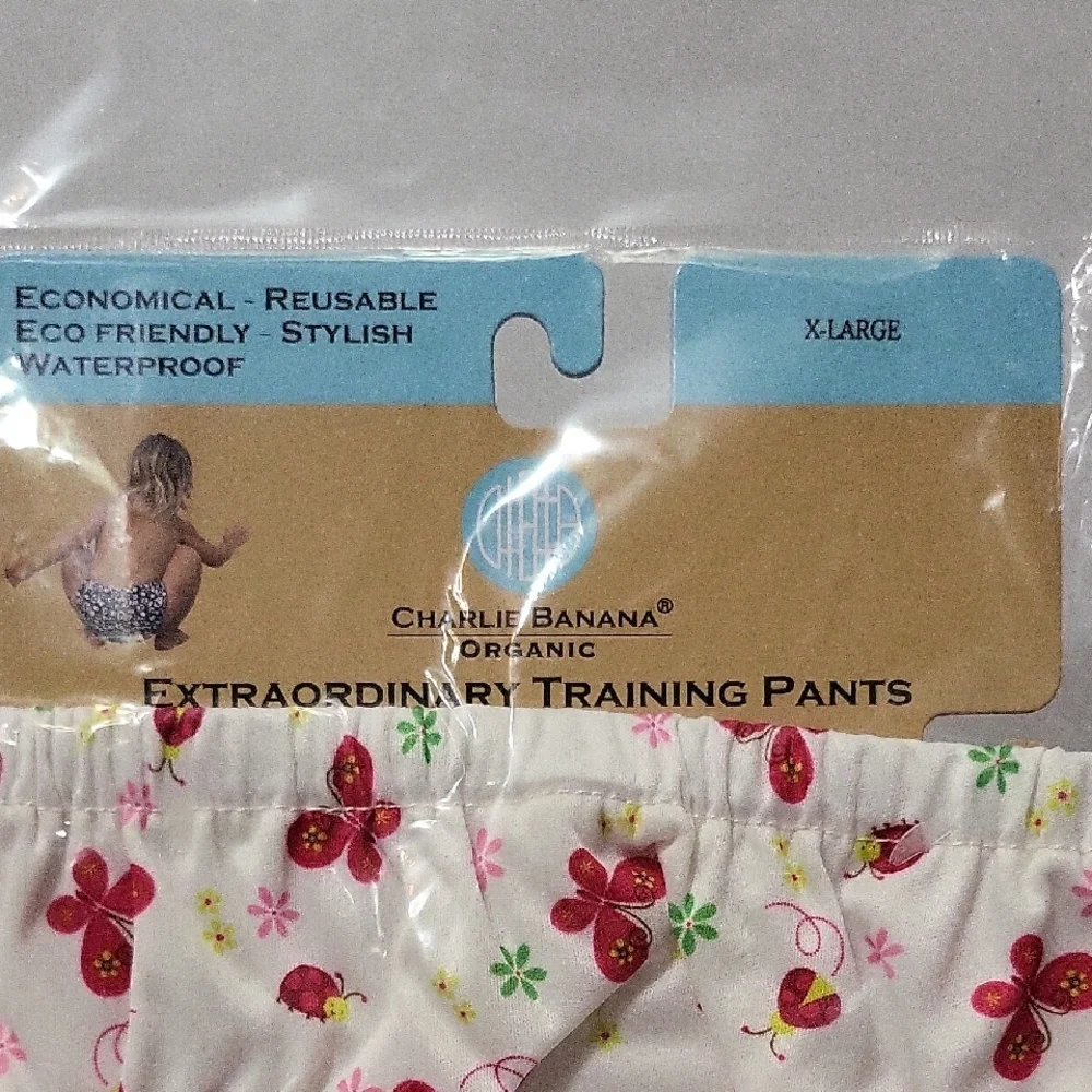 Charlie Banana White Diaper Cover with Pink Floral Pattern